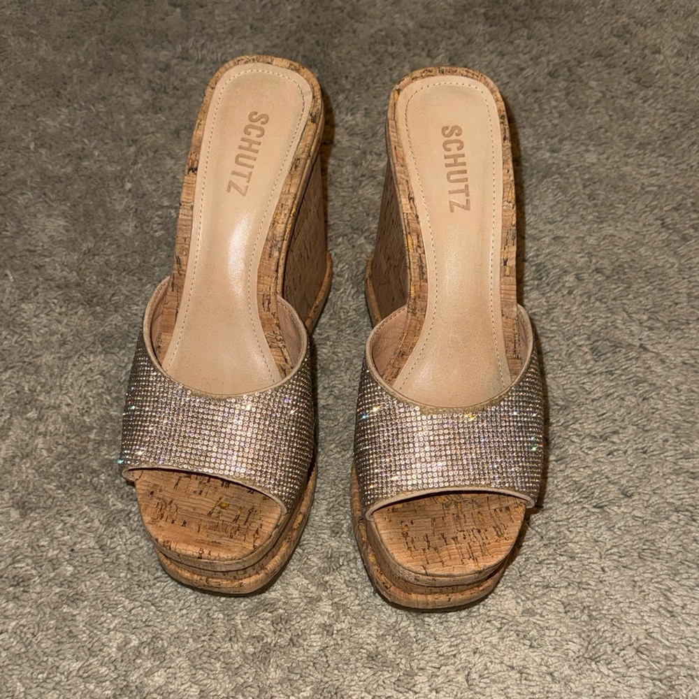 Schutz Dalle crystal-embellished high-heel wedges - Picture 7 of 11